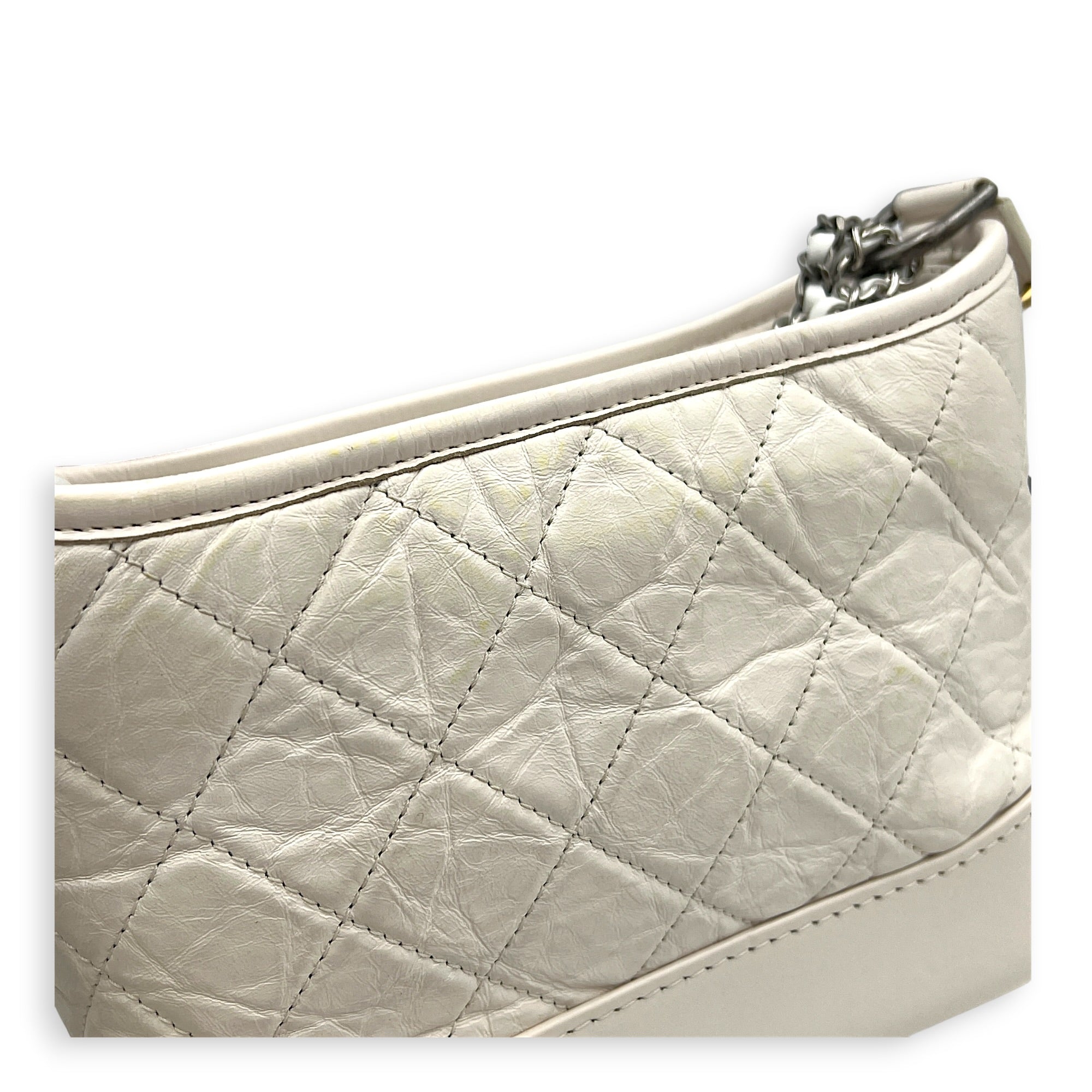 Gabrielle Shoulder Bag Small White in Calfskin, Mixed hardware