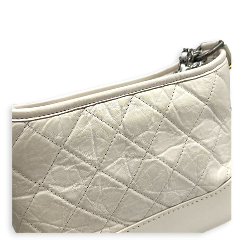 Gabrielle Shoulder Bag Small White in Calfskin, Mixed hardware