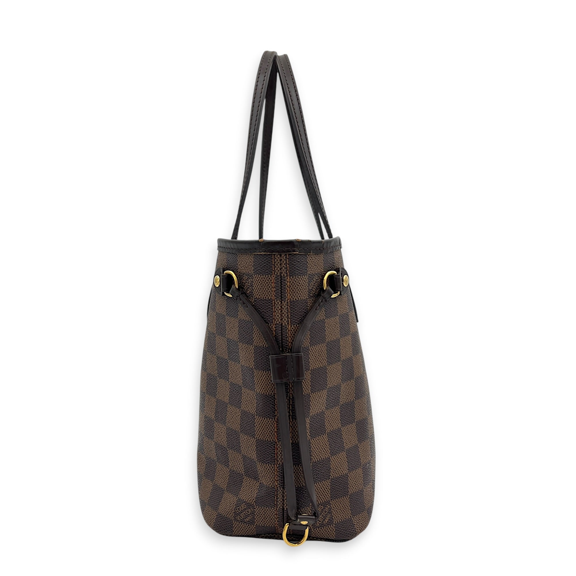 Neverfull Tote Bag PM Ebene in Coated Canvas, Gold hardware
