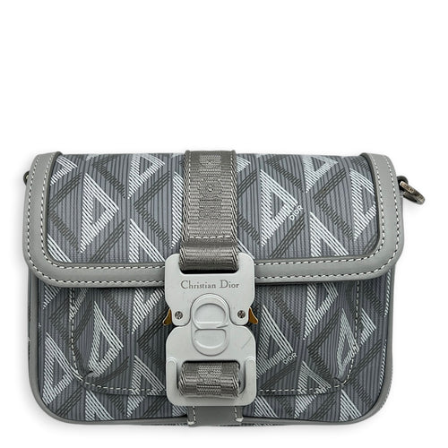 Hit The Road Grey Crossbody Bag in Coated Canvas, Mixed hardware