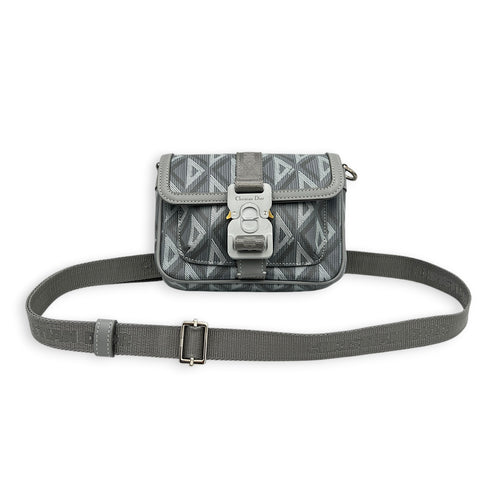 Hit The Road Grey Crossbody Bag in Coated Canvas, Mixed hardware