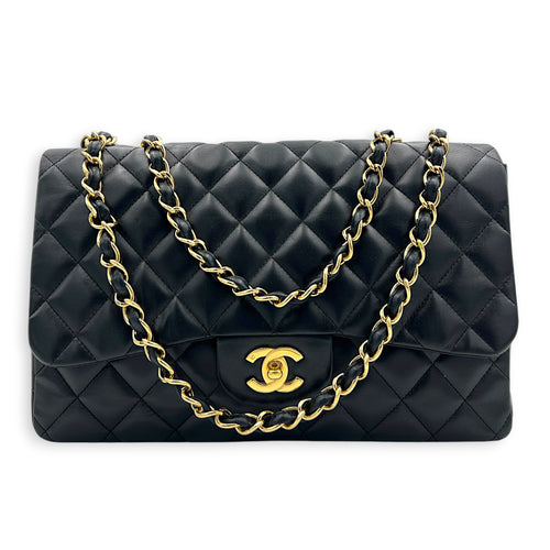 Classic Double Flap Shoulder Bag Jumbo Black in Lambskin, Gold hardware
