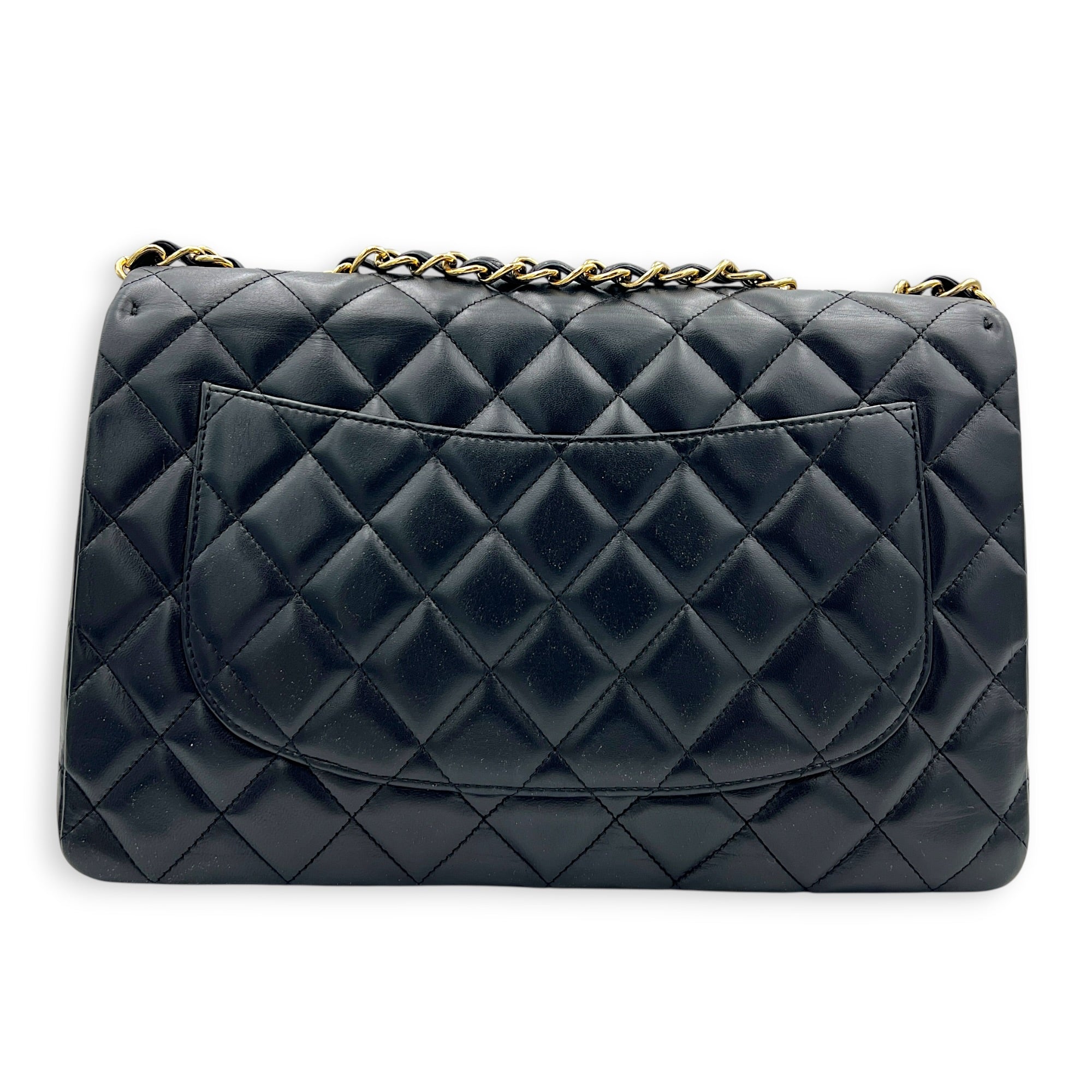 Classic Double Flap Shoulder Bag Jumbo Black in Lambskin, Gold hardware