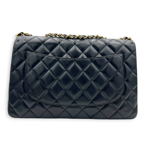 Classic Double Flap Shoulder Bag Jumbo Black in Lambskin, Gold hardware