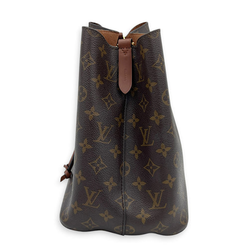 NeoNoe MM Brown Bucket Bag in Monogram Coated Canvas, Gold hardware
