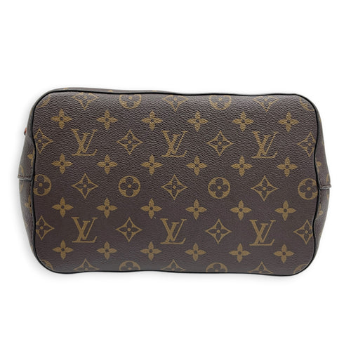 NeoNoe MM Brown Bucket Bag in Monogram Coated Canvas, Gold hardware