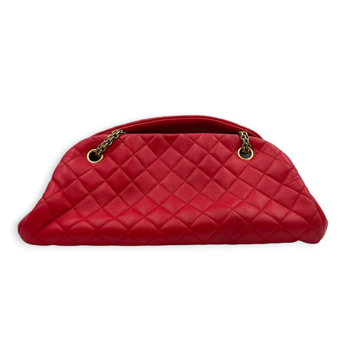 Mademoiselle Bowler Shoulder Bag Red in Lambskin, Antique Brass hardware