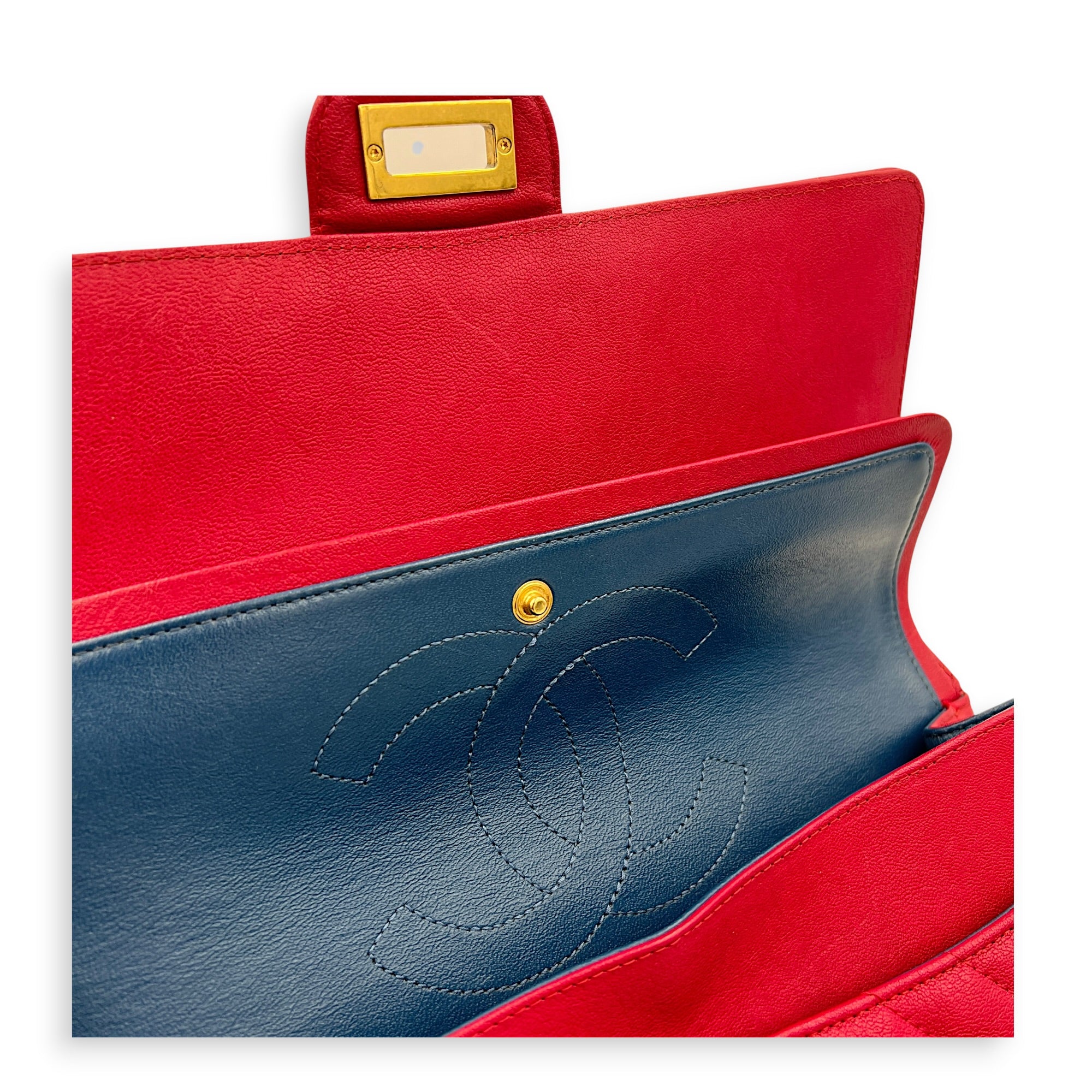 2.55 Shoulder Bag Medium Dark Red / Burgundy in Lambskin, Gold hardware