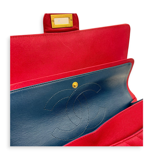 2.55 Shoulder Bag Medium Dark Red / Burgundy in Lambskin, Gold hardware