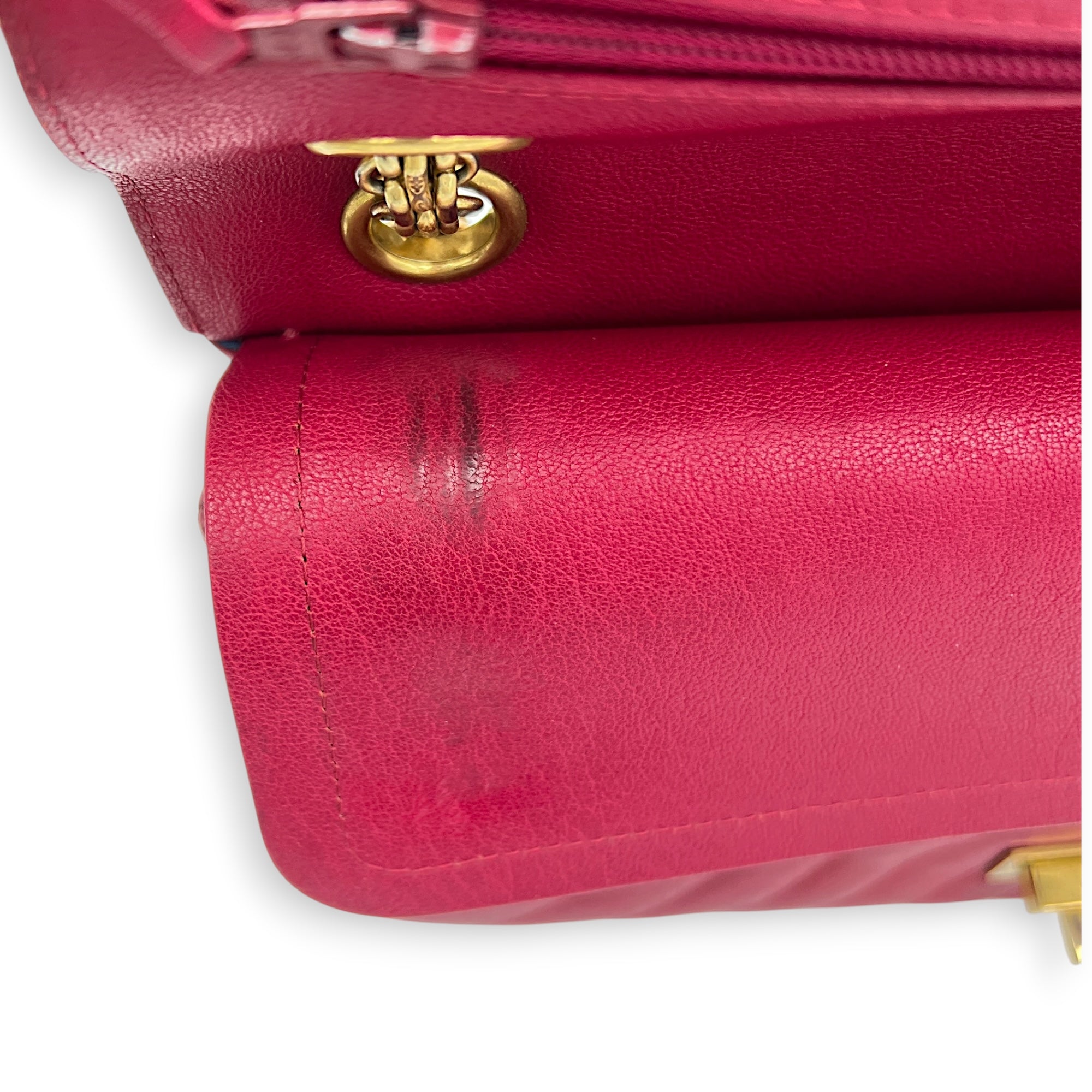 2.55 Shoulder Bag Medium Dark Red / Burgundy in Lambskin, Gold hardware