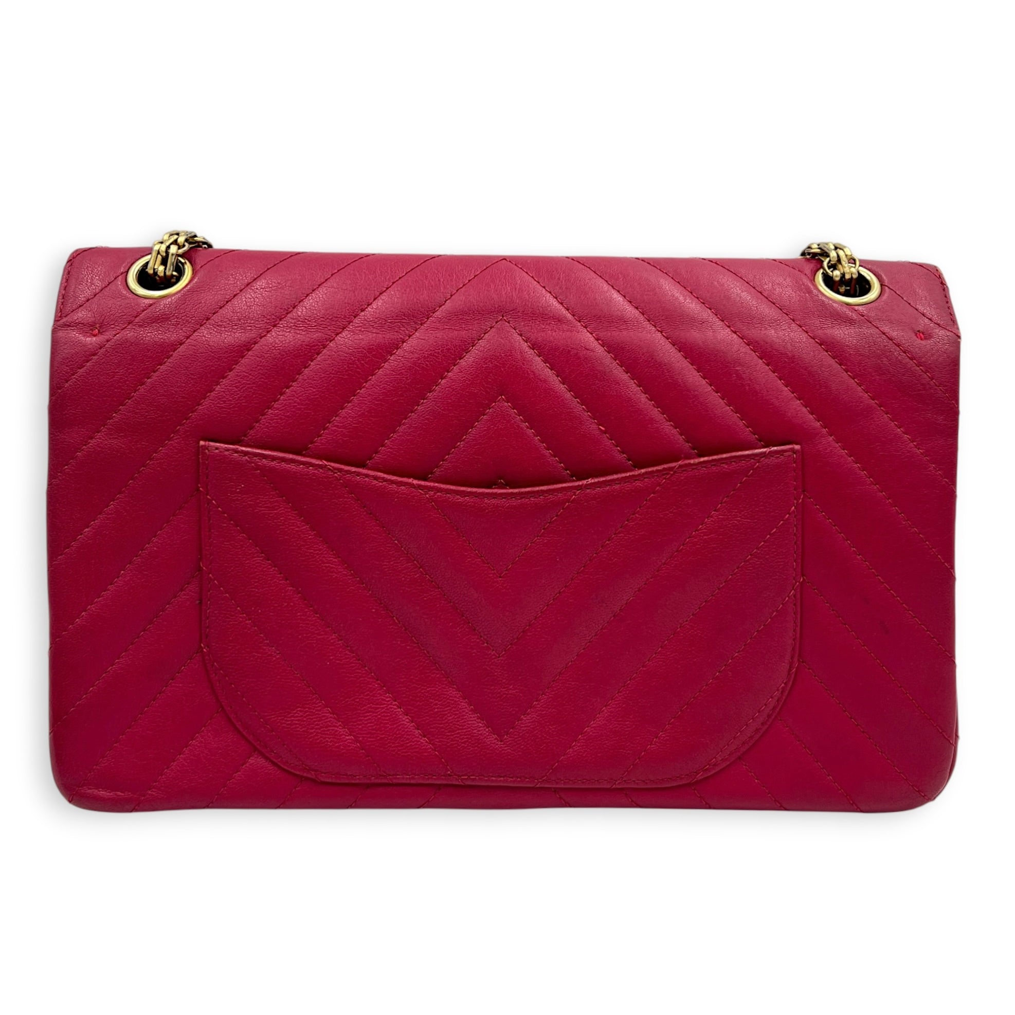 2.55 Shoulder Bag Medium Dark Red / Burgundy in Lambskin, Gold hardware