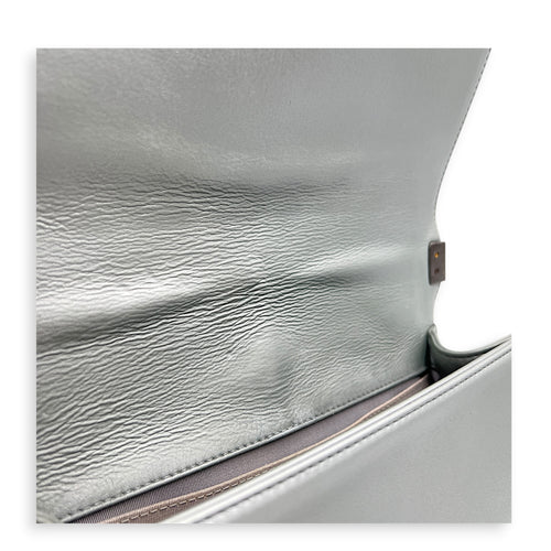 Boy Medium Metallic Silver (recolored) Shoulder Bag in Lambskin, Ruthenium hardware