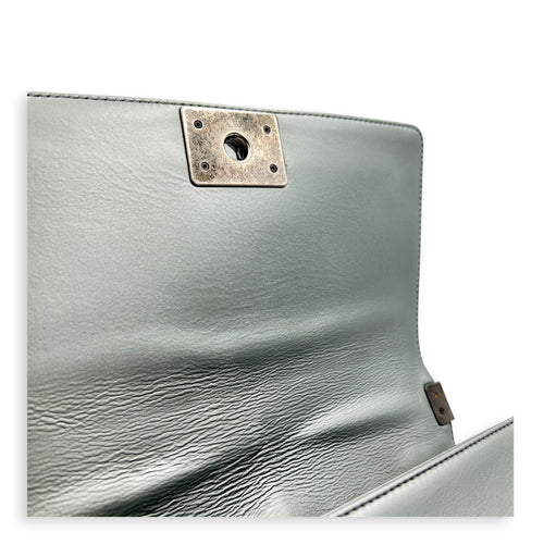 Boy Medium Metallic Silver (recolored) Shoulder Bag in Lambskin, Ruthenium hardware
