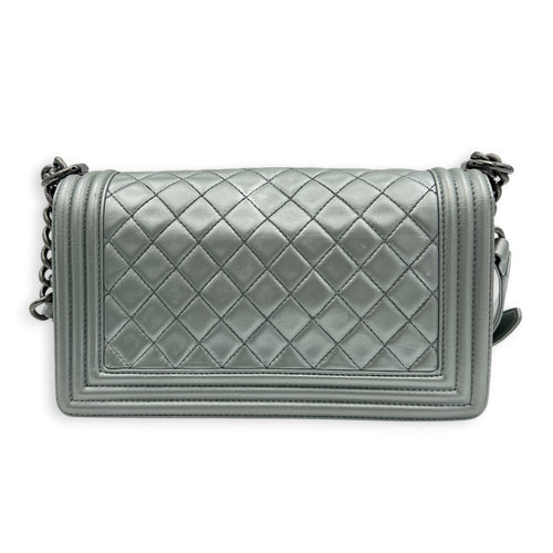 Boy Medium Metallic Silver (recolored) Shoulder Bag in Lambskin, Ruthenium hardware