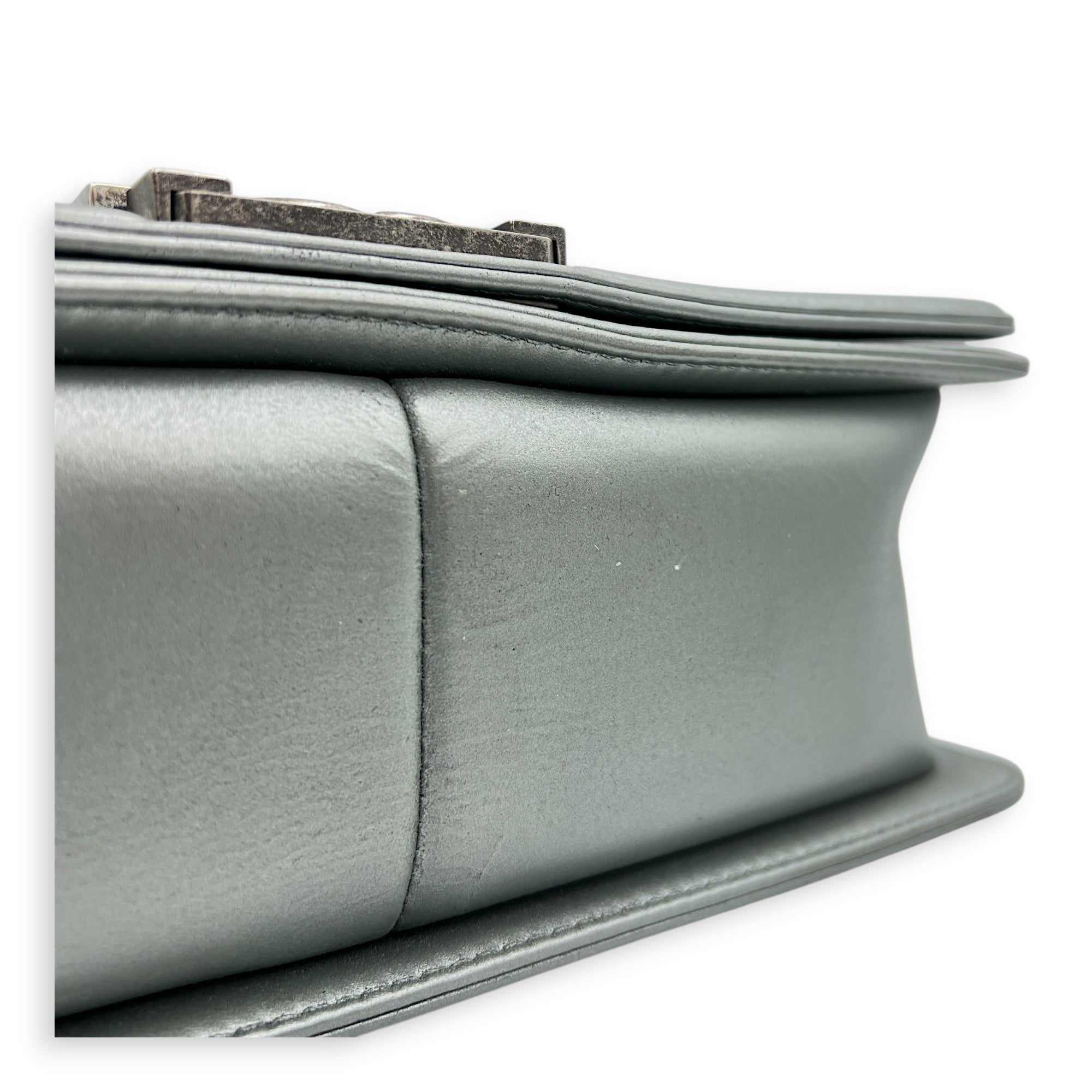 Boy Medium Metallic Silver (recolored) Shoulder Bag in Lambskin, Ruthenium hardware