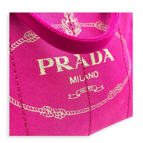 Canapa Small Pink Tote Bag in Canvas, Gold hardware