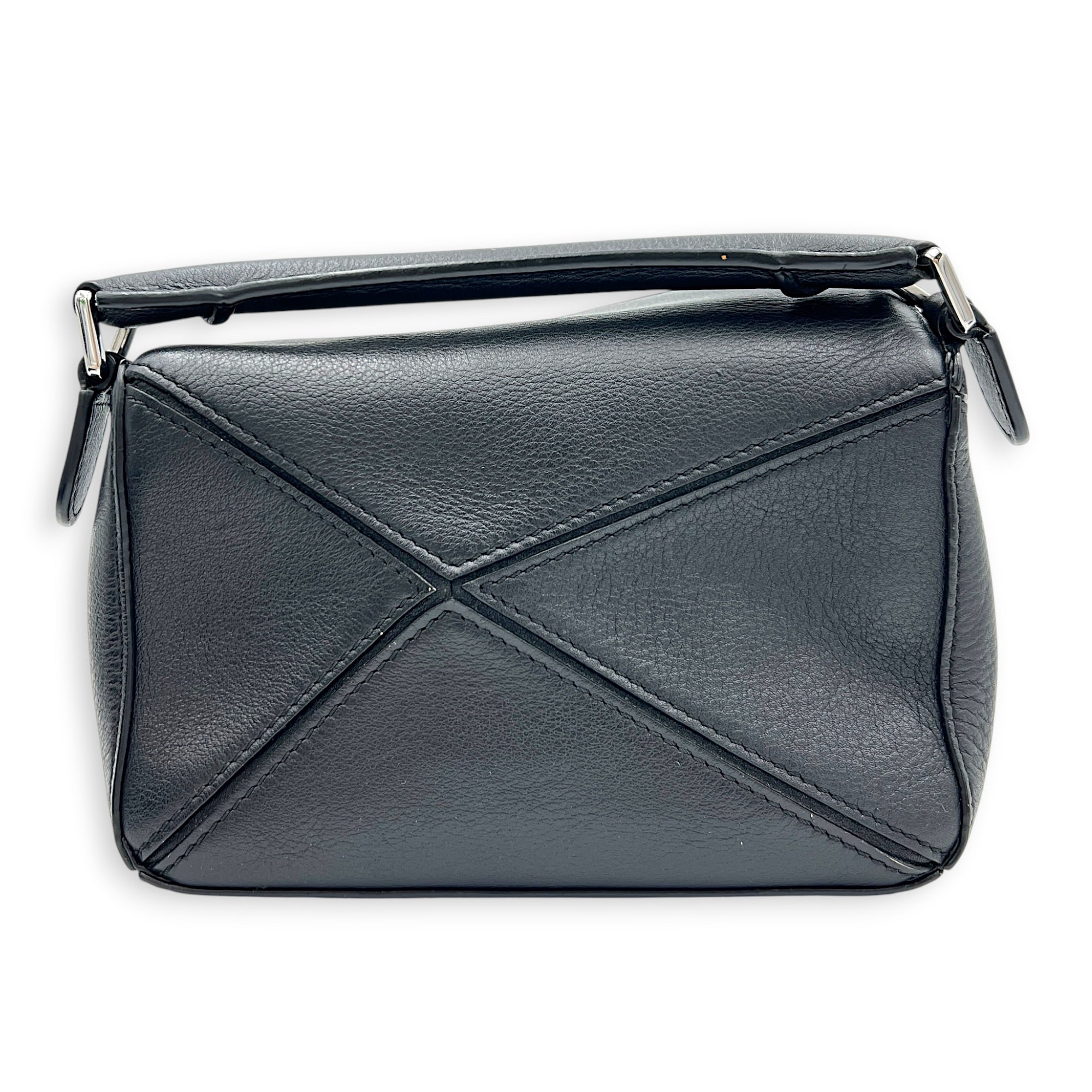 Puzzle Crossbody Bag Mini Black in Calfskin, Silver hardware