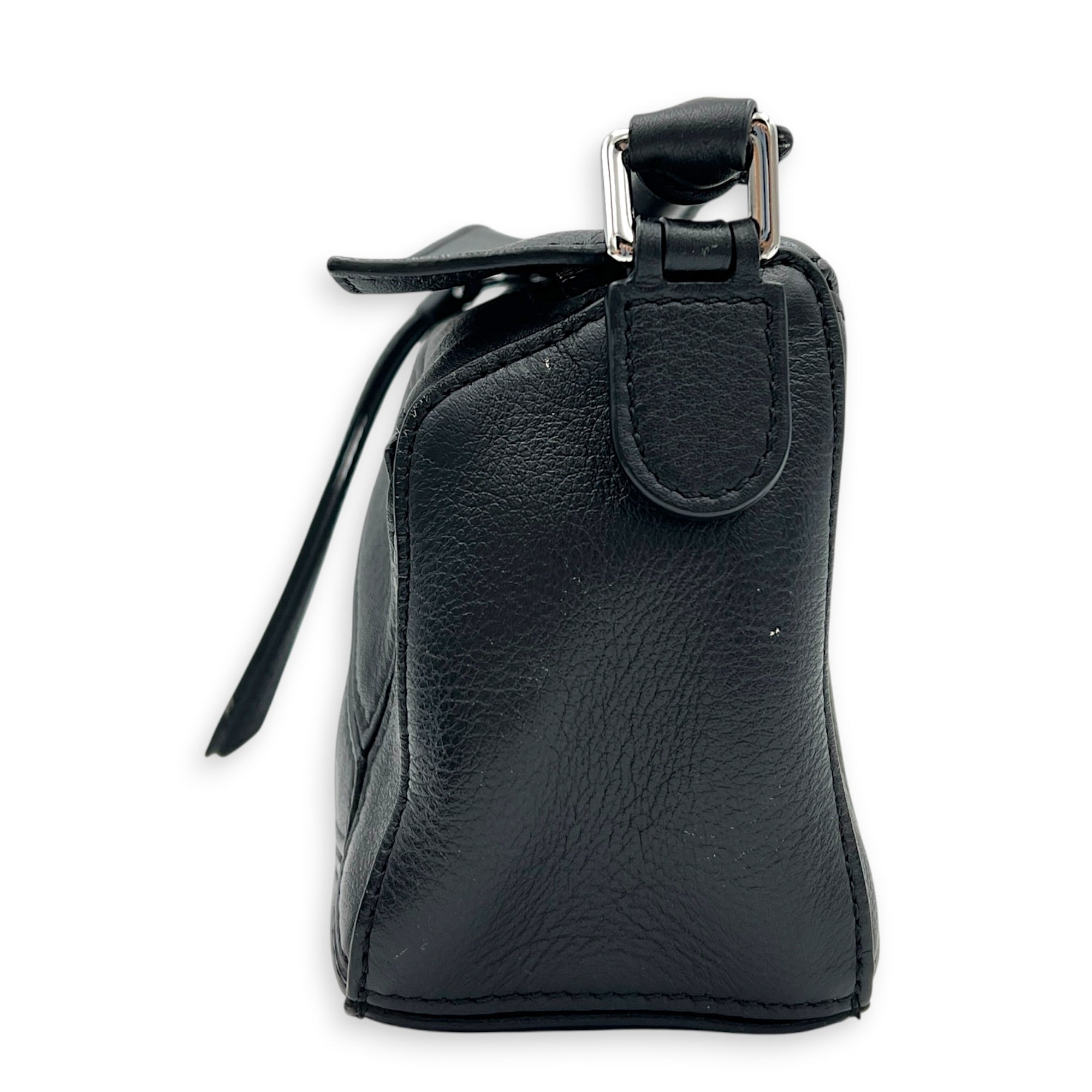 Puzzle Crossbody Bag Mini Black in Calfskin, Silver hardware