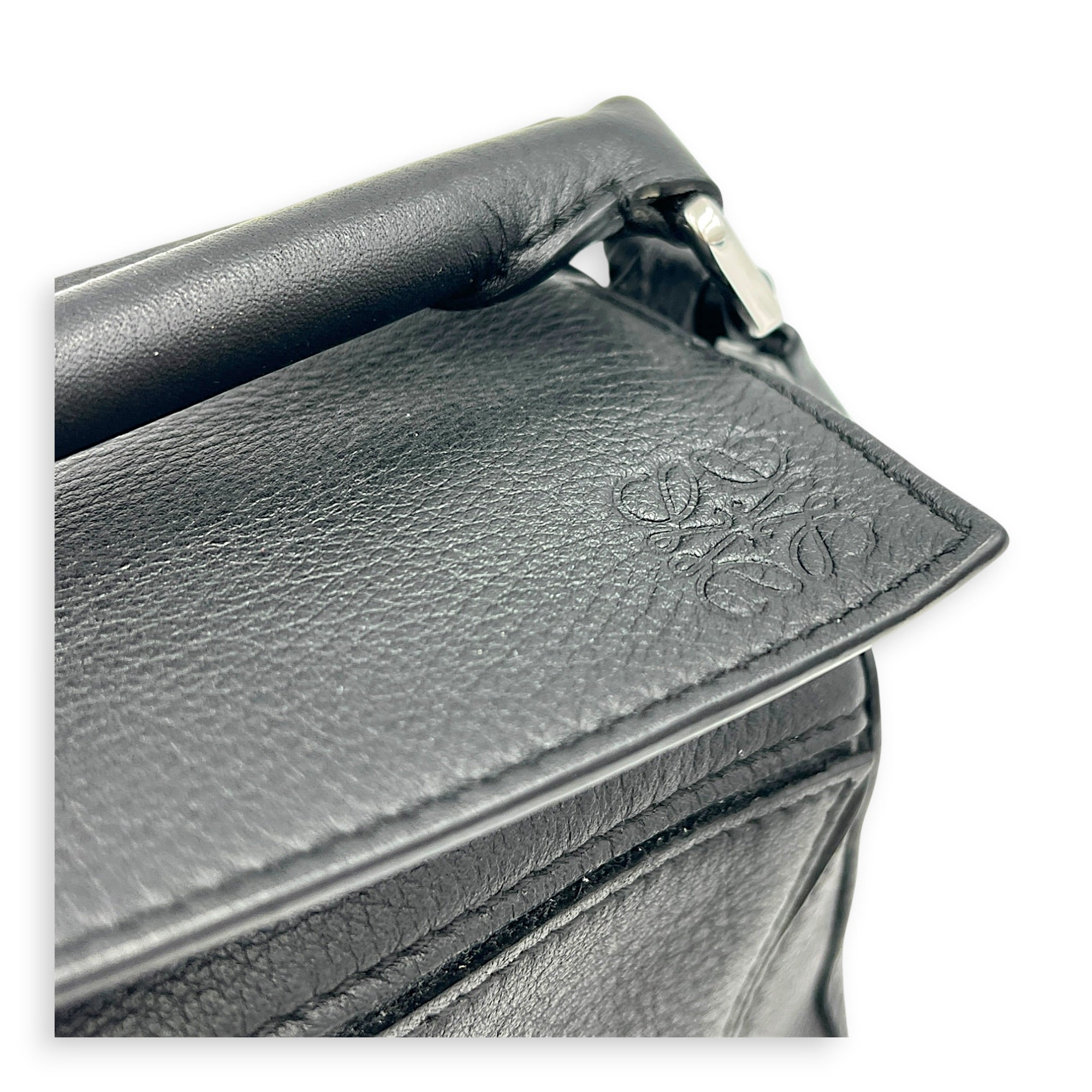 Puzzle Crossbody Bag Mini Black in Calfskin, Silver hardware