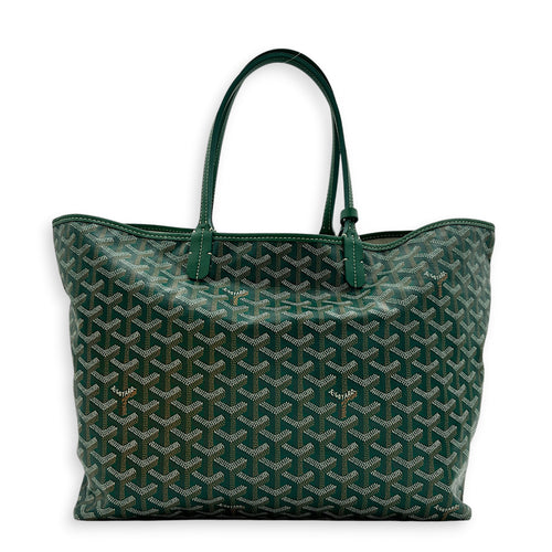 Saint Louis Tote Bag PM Green in Coated Canvas, Silver hardware