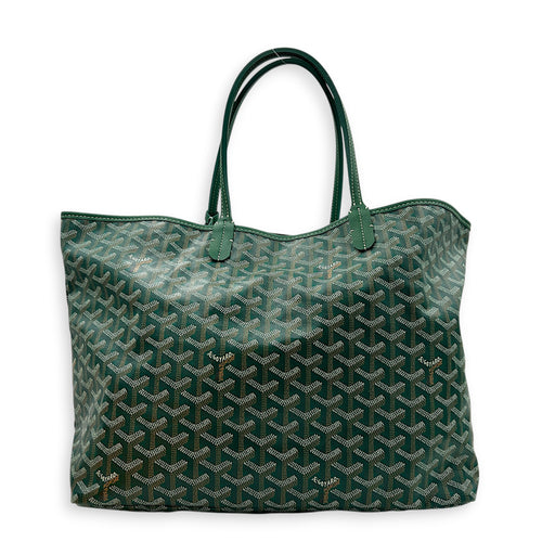 Saint Louis Tote Bag PM Green in Coated Canvas, Silver hardware