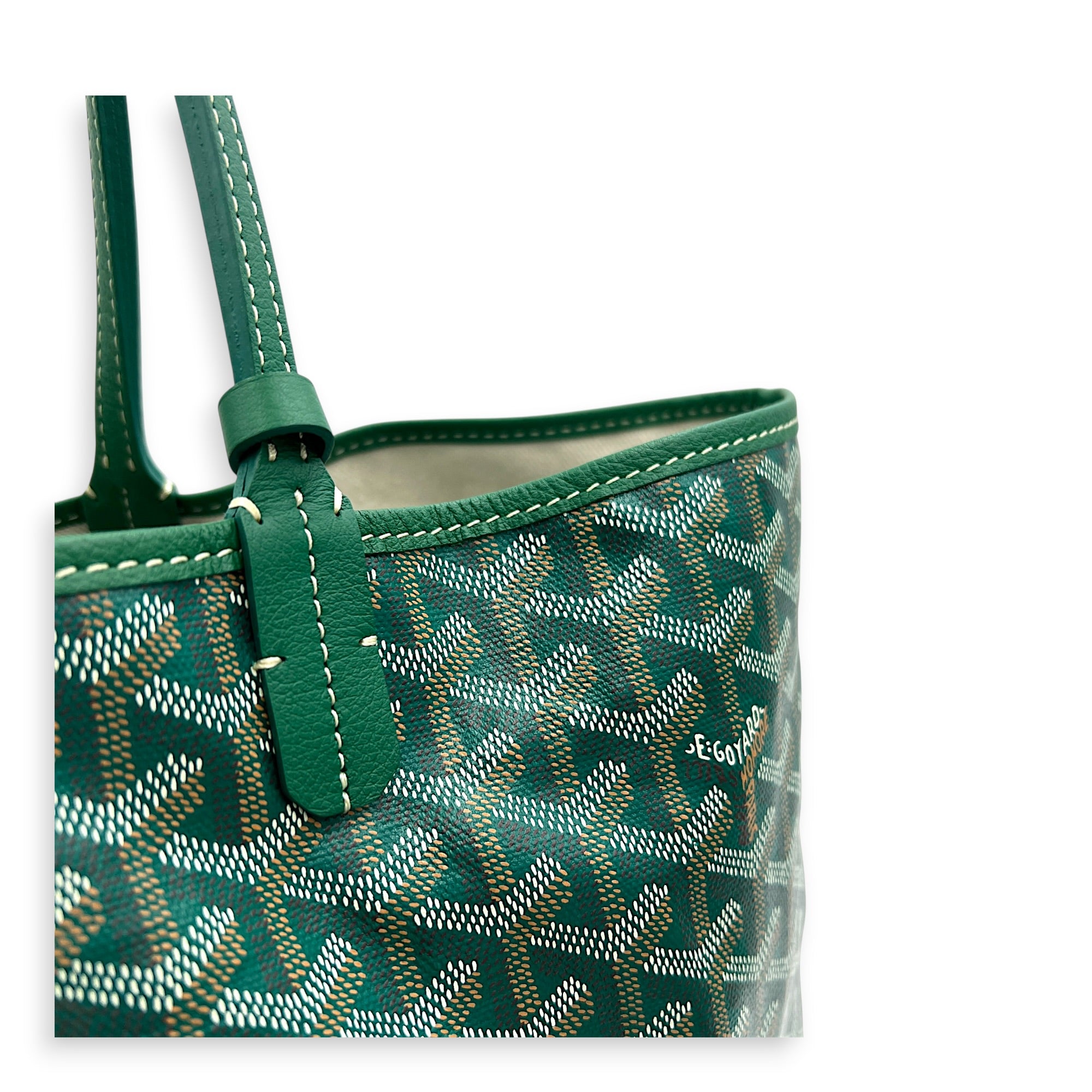 Saint Louis Tote Bag PM Green in Coated Canvas, Silver hardware