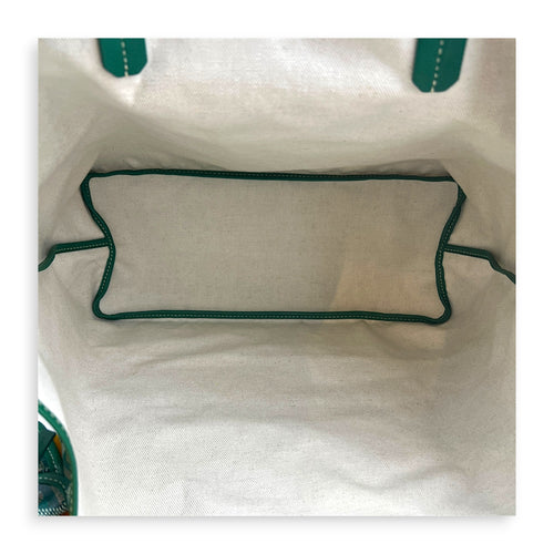 Saint Louis Tote Bag PM Green in Coated Canvas, Silver hardware