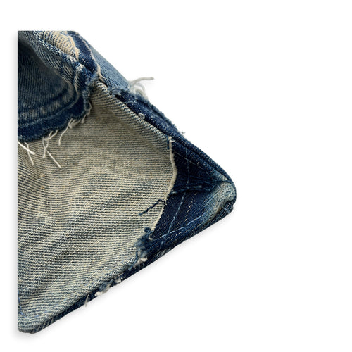 Hourglass Top Handle Bag Blue in Denim, Silver hardware
