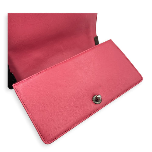 Boy Medium Pink Shoulder Bag in Calfskin, Ruthenium hardware