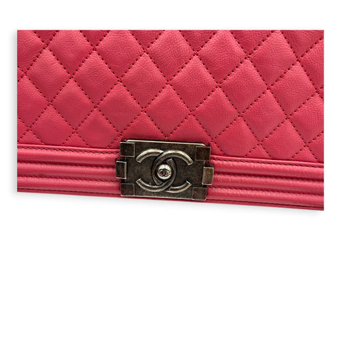 Boy Medium Pink Shoulder Bag in Calfskin, Ruthenium hardware