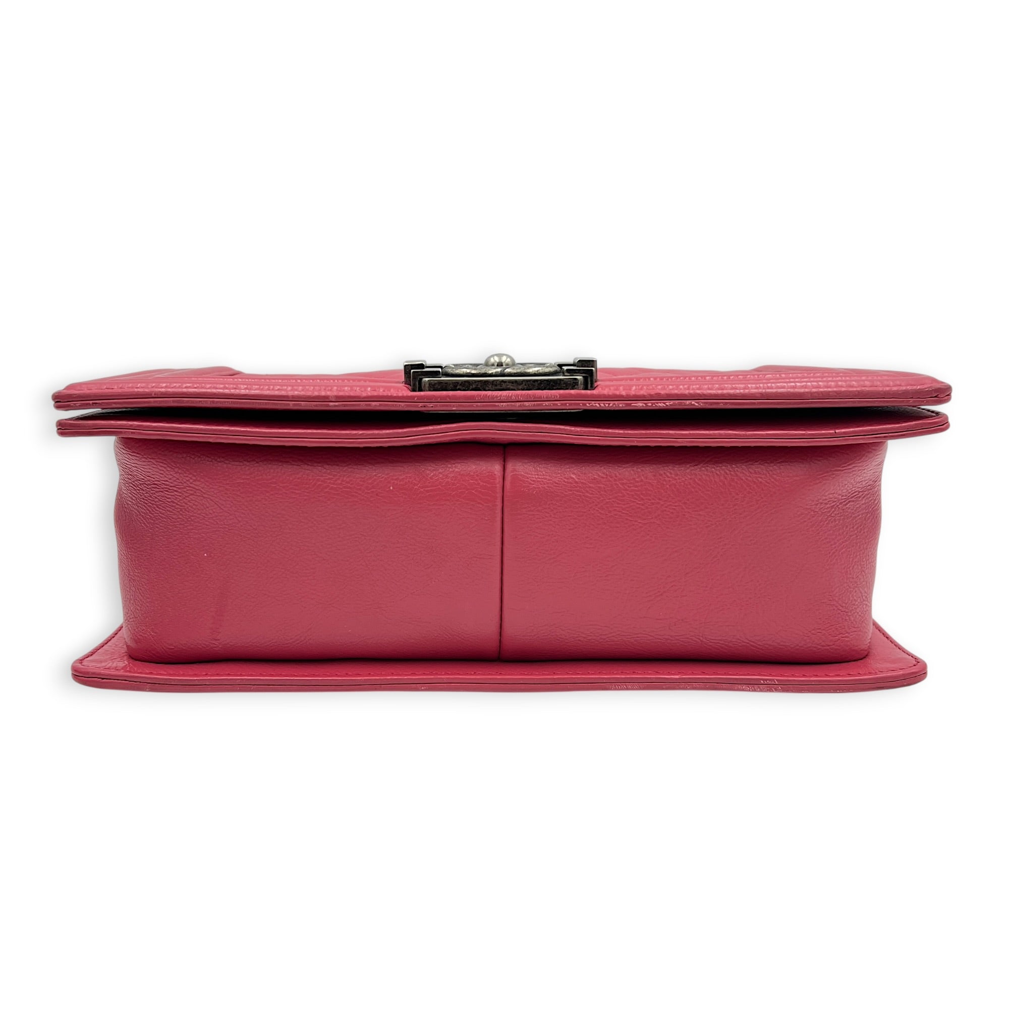 Boy Medium Pink Shoulder Bag in Calfskin, Ruthenium hardware