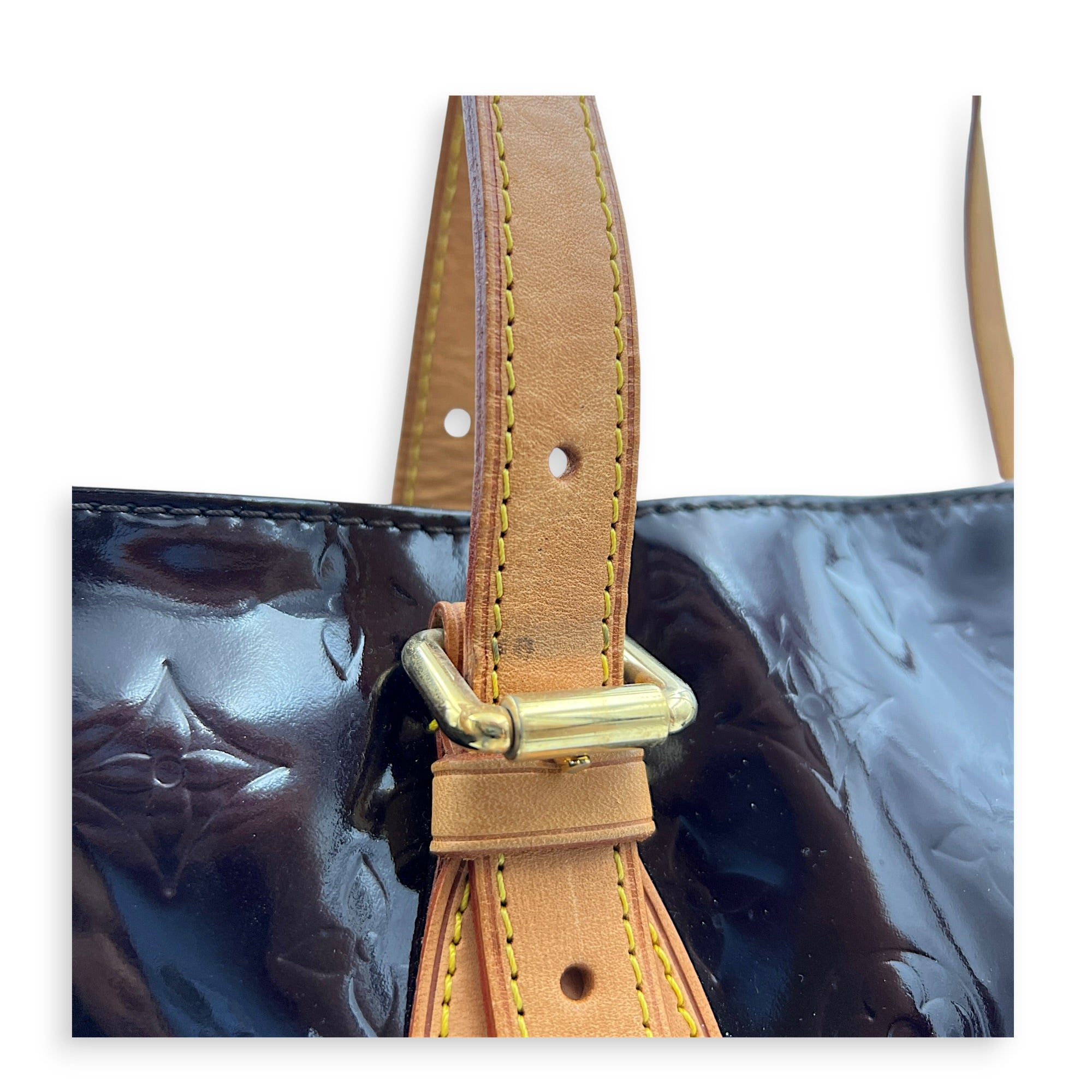 Brentwood Red Top Handle Bag in Patent Leather, Gold hardware