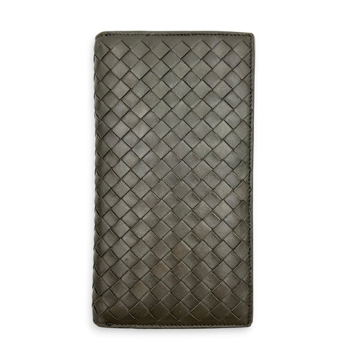 Intrecciato Grey Wallet in Lambskin, Ruthenium hardware