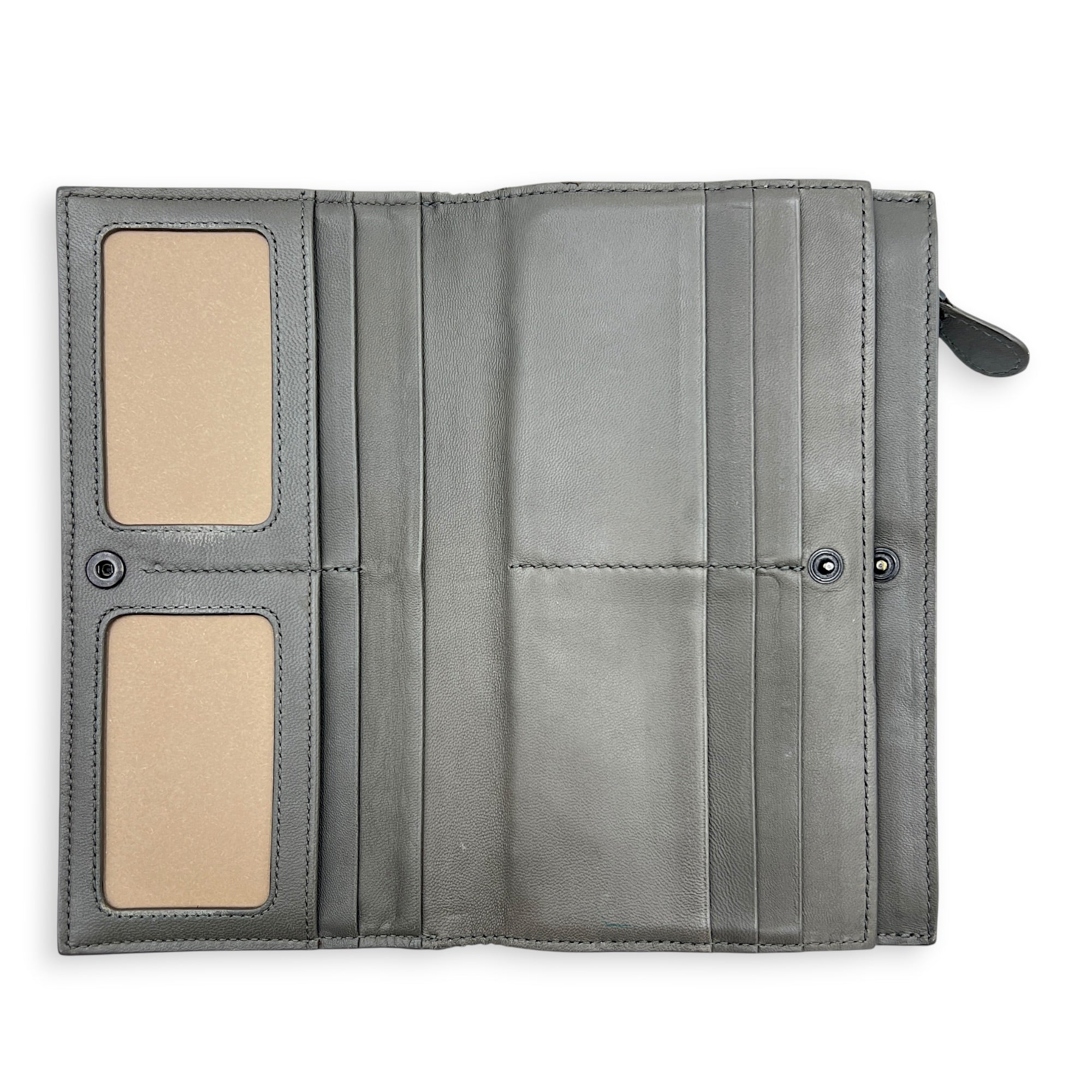 Intrecciato Grey Wallet in Lambskin, Ruthenium hardware