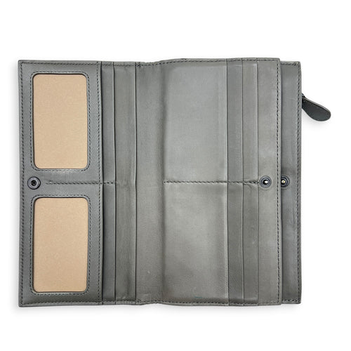 Intrecciato Grey Wallet in Lambskin, Ruthenium hardware