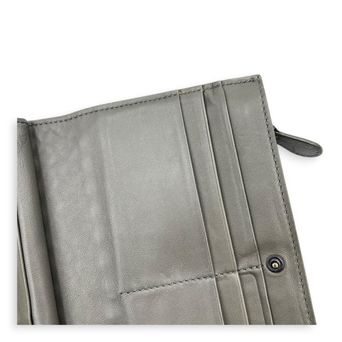 Intrecciato Grey Wallet in Lambskin, Ruthenium hardware