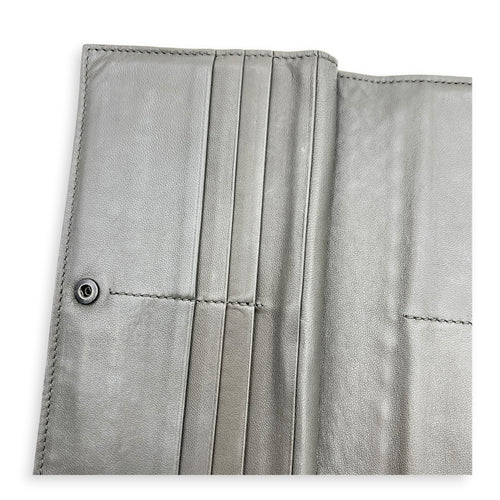 Intrecciato Grey Wallet in Lambskin, Ruthenium hardware