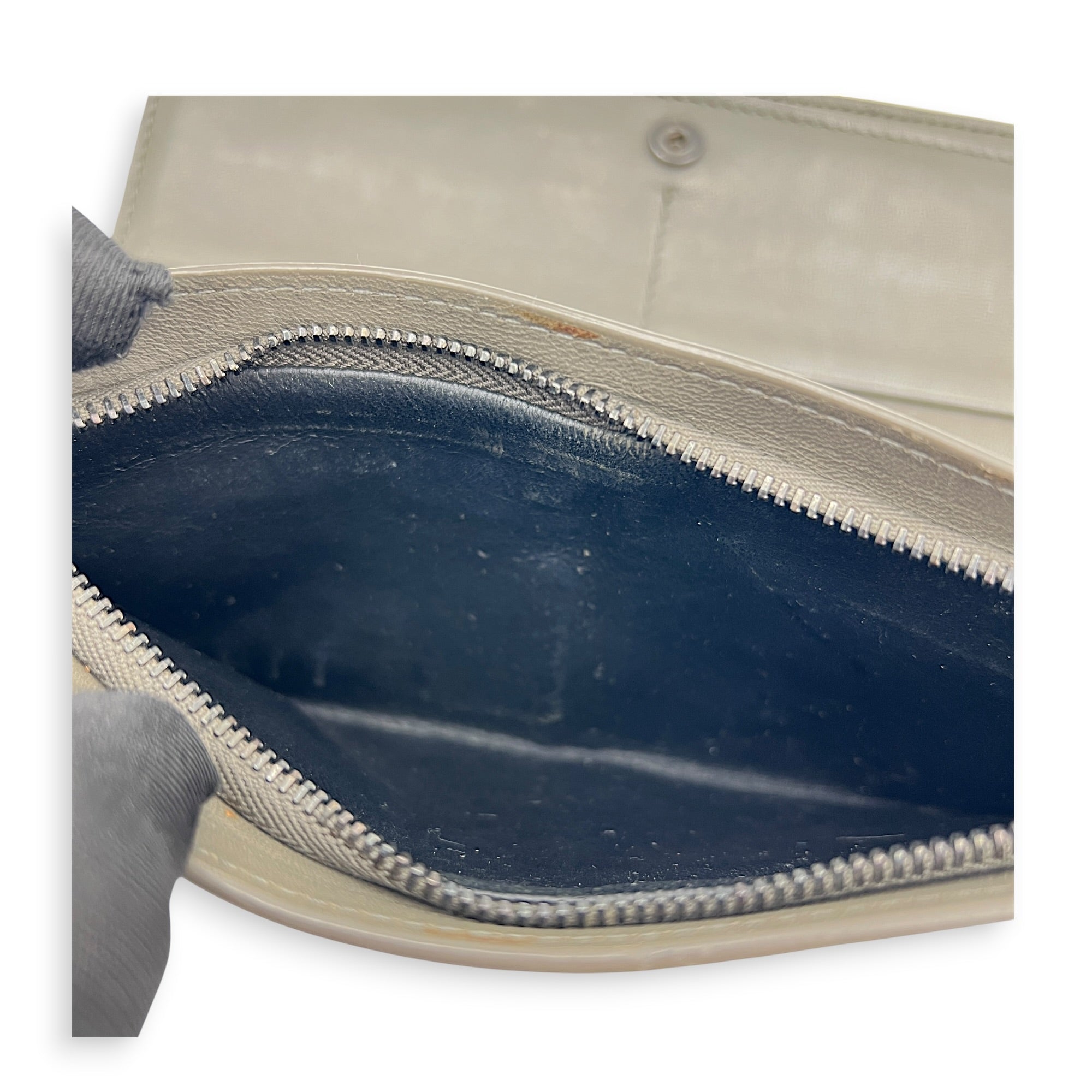 Intrecciato Grey Wallet in Lambskin, Ruthenium hardware
