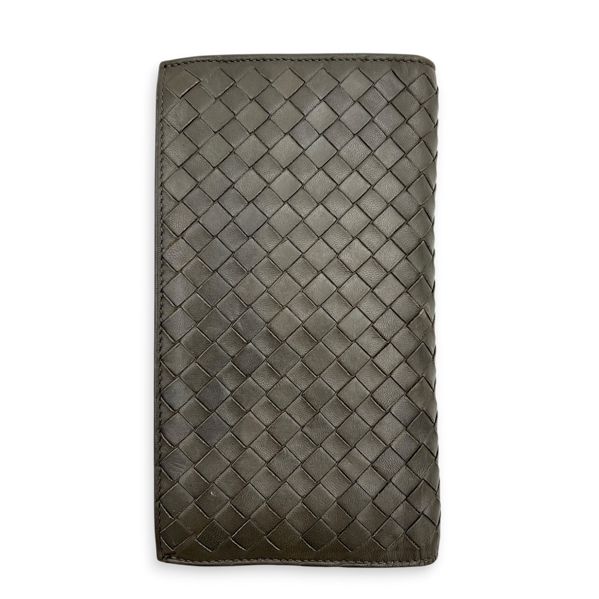 Intrecciato Grey Wallet in Lambskin, Ruthenium hardware