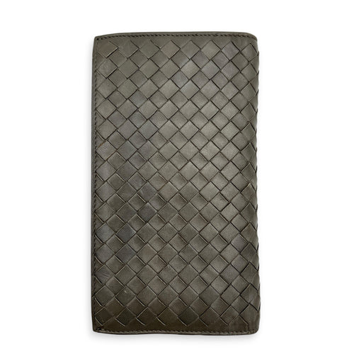 Intrecciato Grey Wallet in Lambskin, Ruthenium hardware