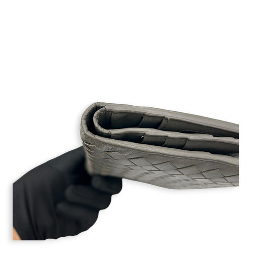 Intrecciato Grey Wallet in Lambskin, Ruthenium hardware