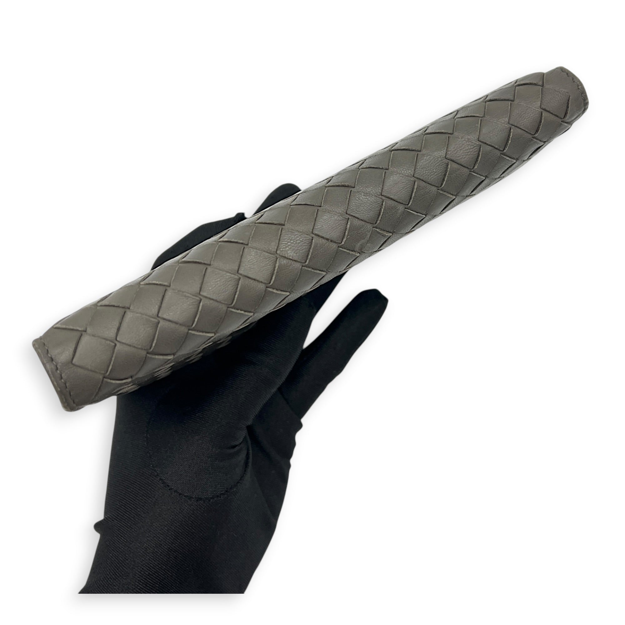 Intrecciato Grey Wallet in Lambskin, Ruthenium hardware