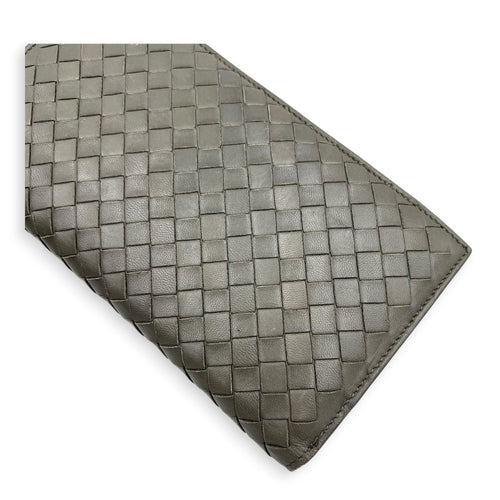 Intrecciato Grey Wallet in Lambskin, Ruthenium hardware