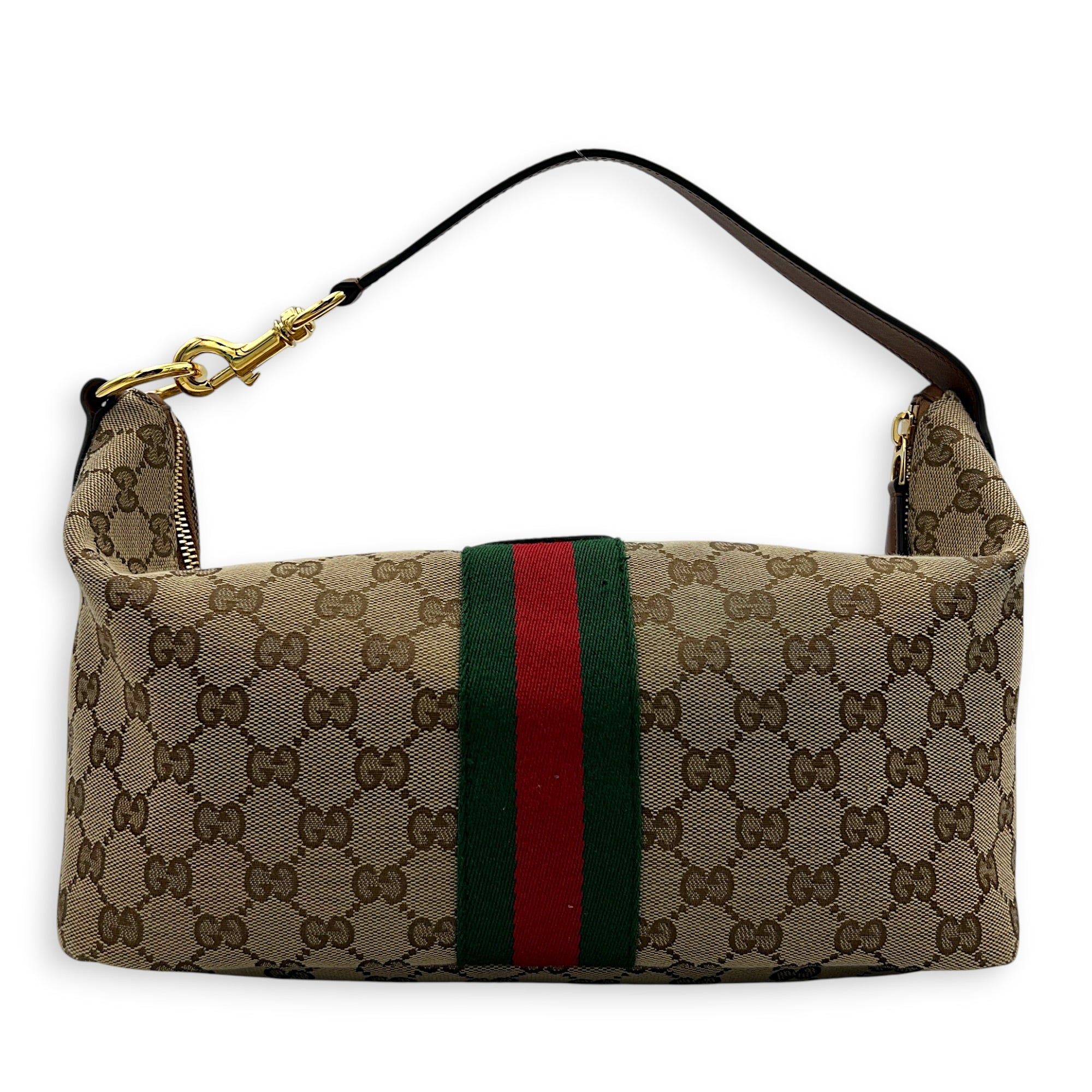 GG Vanity Top Handle Bag Brown in Canvas, Gold hardware