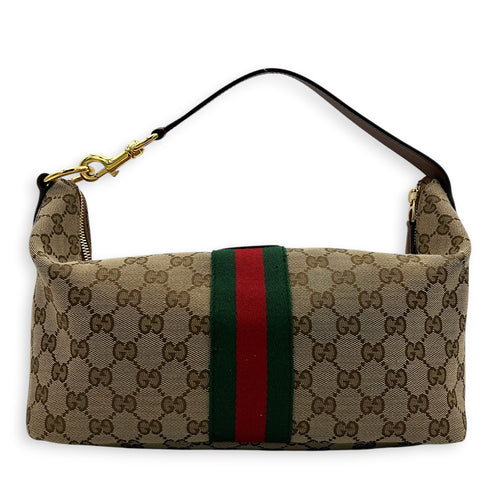 GG Vanity Top Handle Bag Brown in Canvas, Gold hardware