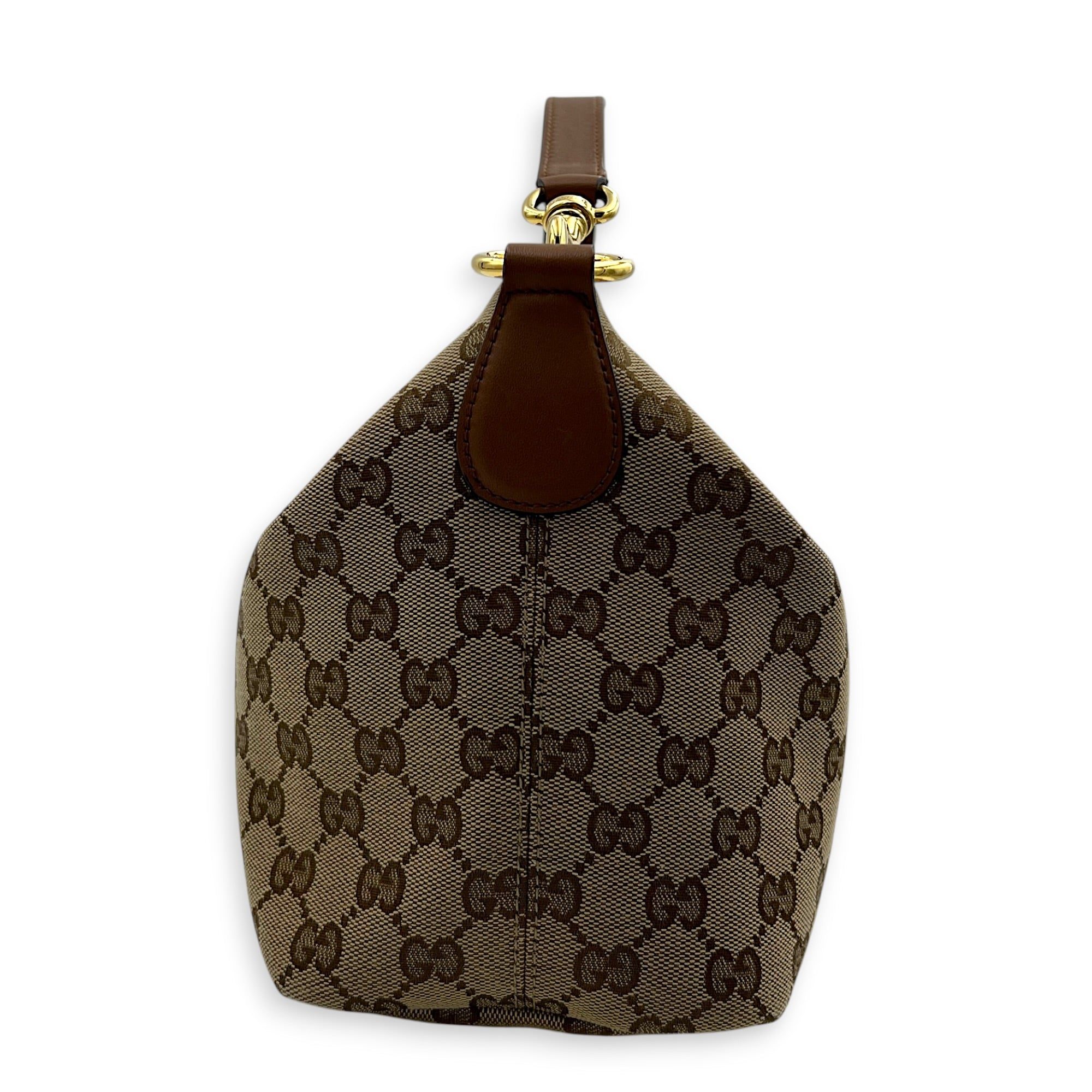 GG Vanity Top Handle Bag Brown in Canvas, Gold hardware
