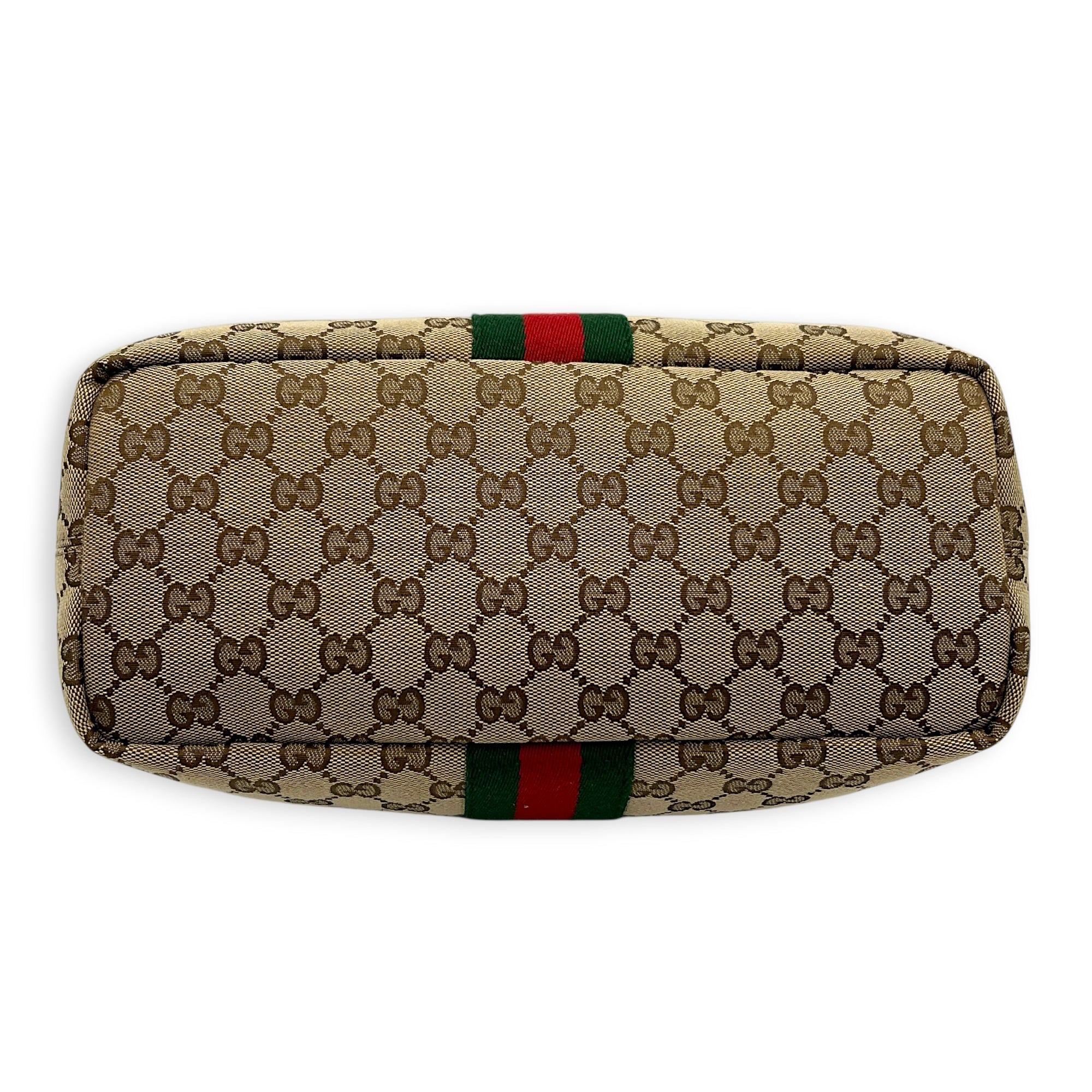 GG Vanity Top Handle Bag Brown in Canvas, Gold hardware