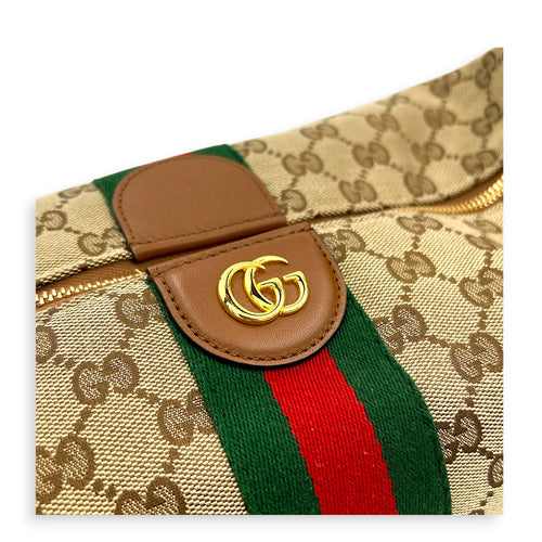 GG Vanity Top Handle Bag Brown in Canvas, Gold hardware