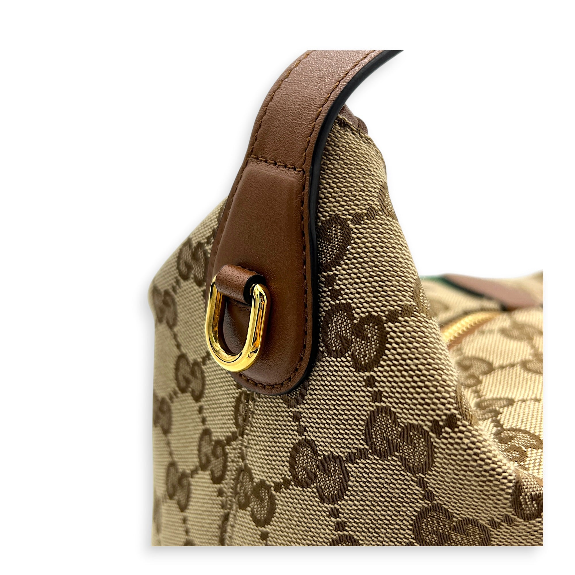 GG Vanity Top Handle Bag Brown in Canvas, Gold hardware