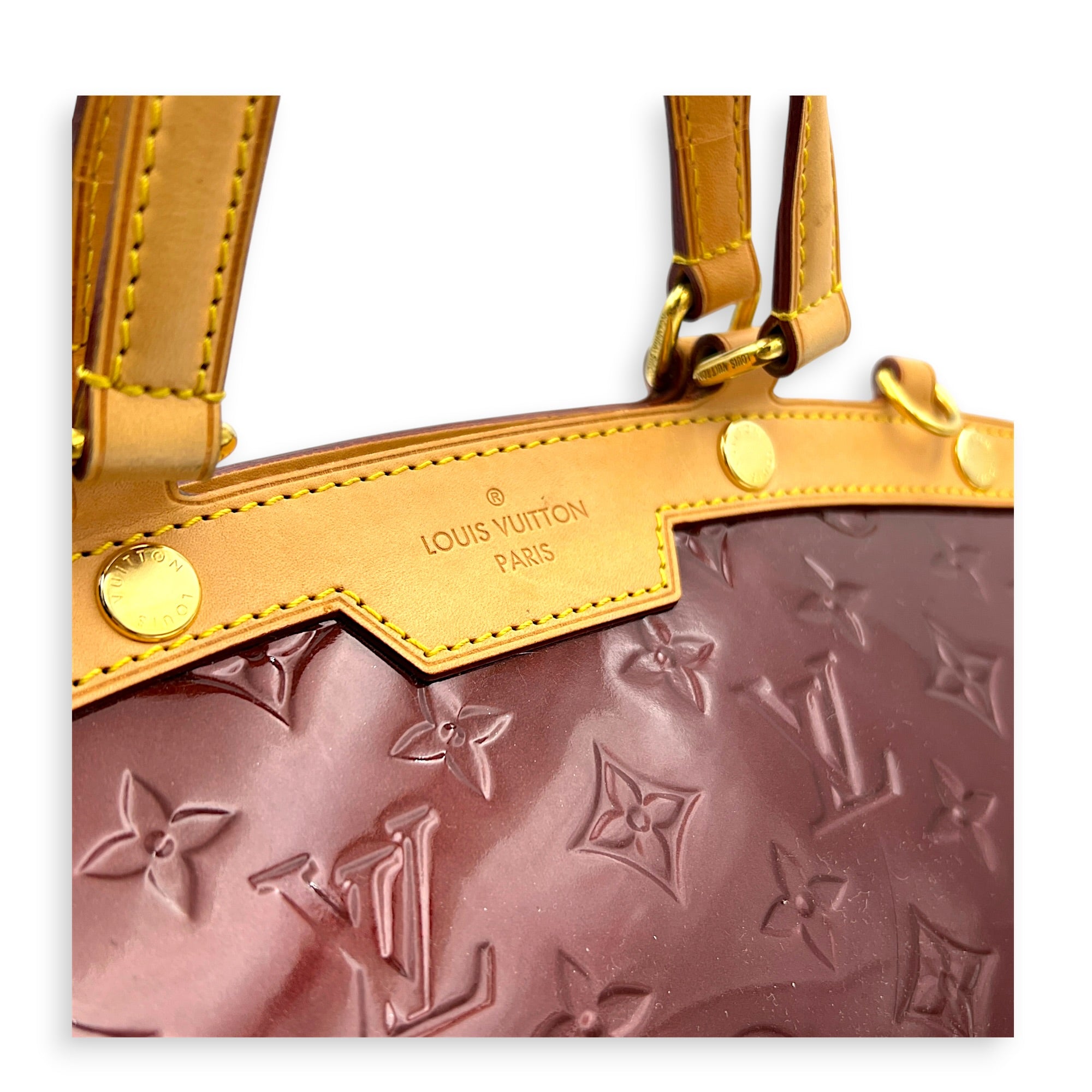Brea MM Red Top Handle Bag in Vernis, Gold hardware